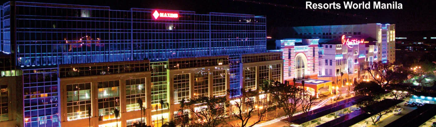 Resorts World Manila lit up at night